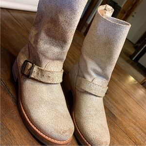 Frye White Moto Boots